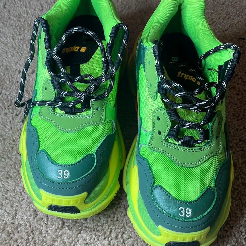 Balenciaga triple s green/lime green/yellow/red sz 9